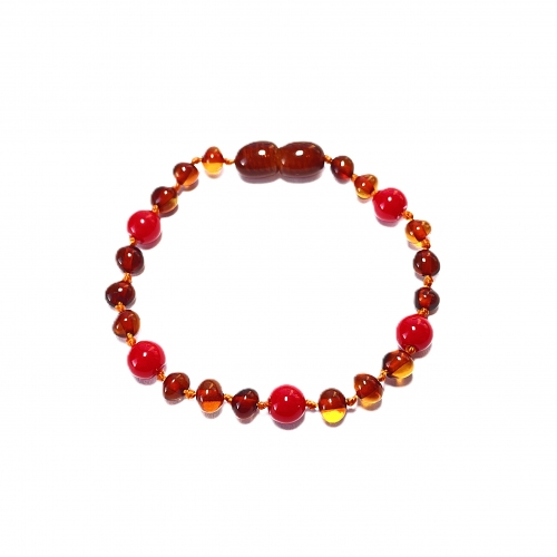 Baroque Cognac & Red Coral Bracelet