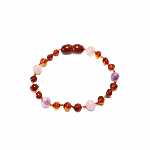 Baroque Cognac & Lepidolite Bracelet