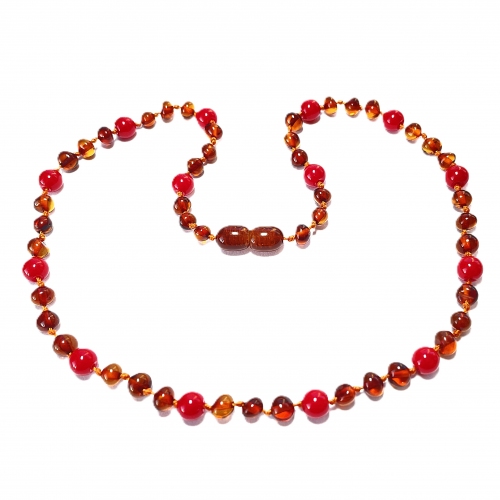 Baroque Cognac & Red Coral Necklace