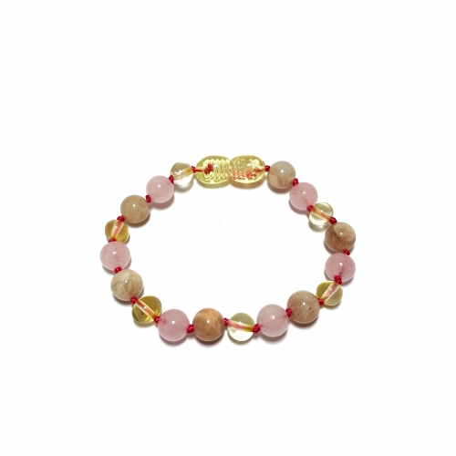 Baroque Lemon, Rose Quartz, Sunstone Bracelet