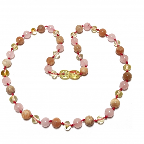 Baroque Lemon, Rose Quartz, Sunstone Necklace