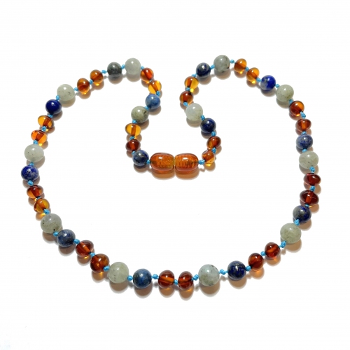 Baroque Lazuli, Labrodite, 2 Cognac Necklace