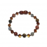 Baroque Cognac, Red Jasper, Labradorite, Tiger's Eye Bracelet