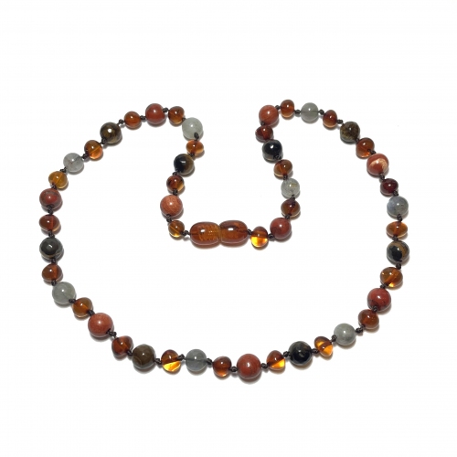 Baroque Cognac, Red Jasper, Labradorite, Tiger's Eye Necklace