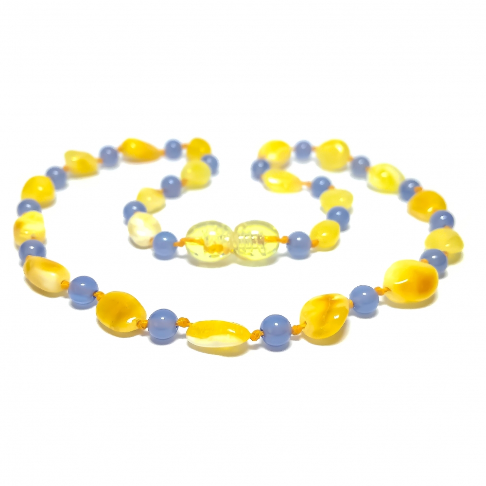 Amber & Chalcedony Teething Necklace 288