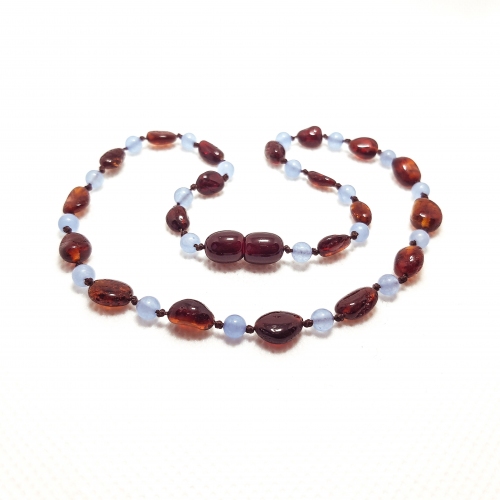 Amber & Chalcedony Teething Necklace 300